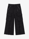 Cross Fringe Utility Denim Pants