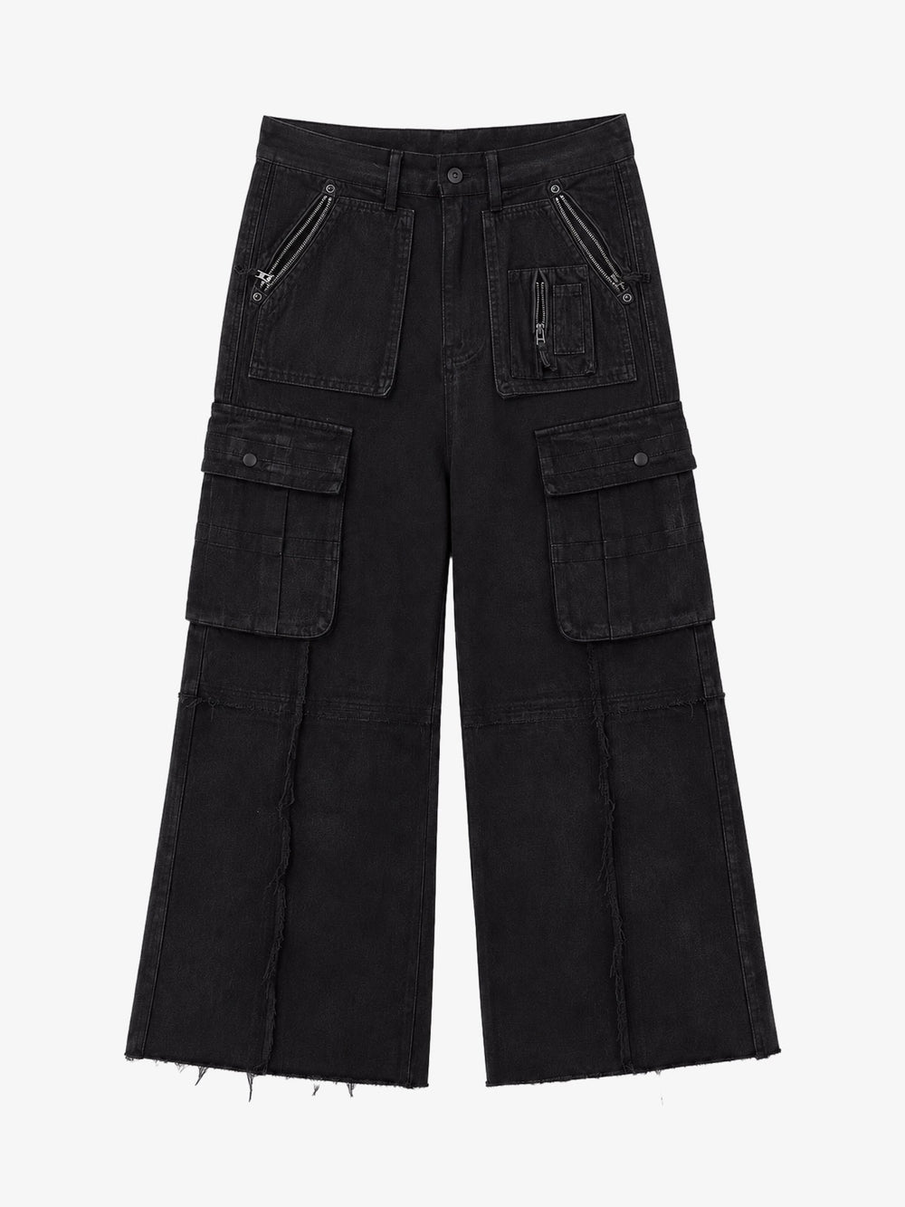 Cross Fringe Utility Denim Pants