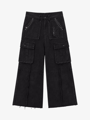 Cross Fringe Utility Denim Pants