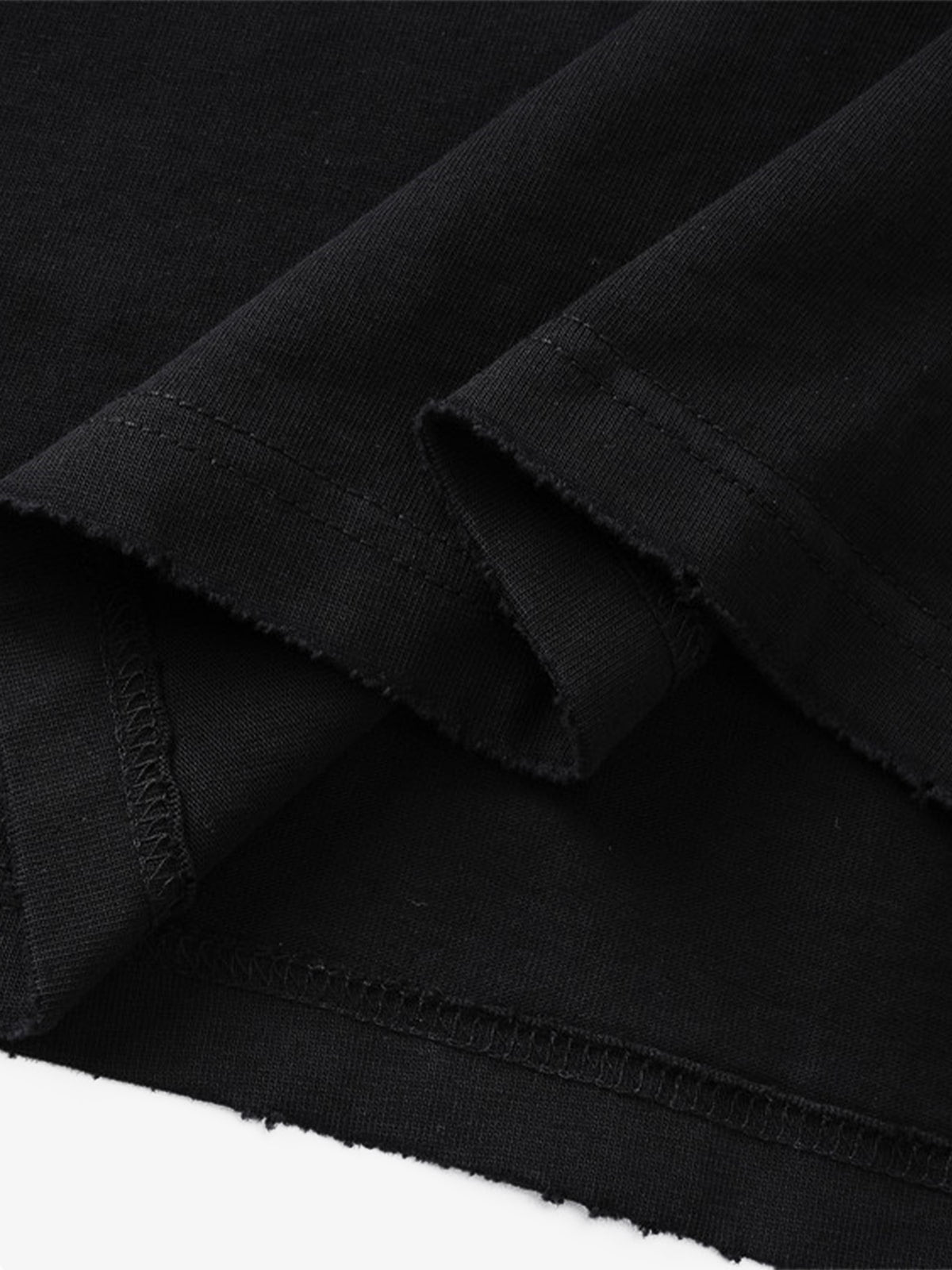 Cotton Long Sleeve Graphic Tee with Distressed 07 Print and NYC Sleeve Detail 