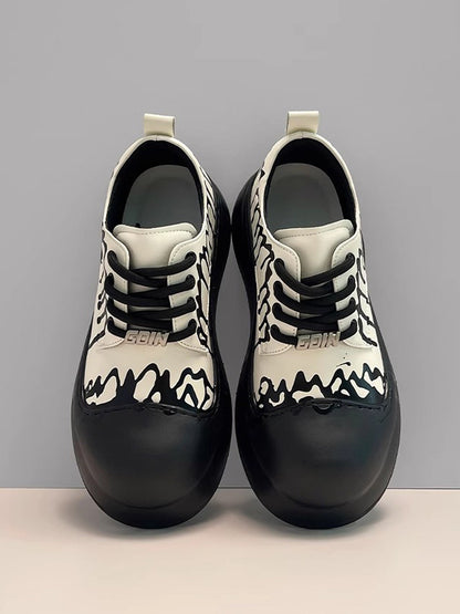 Graffiti Derby Platform Toe Shoes 