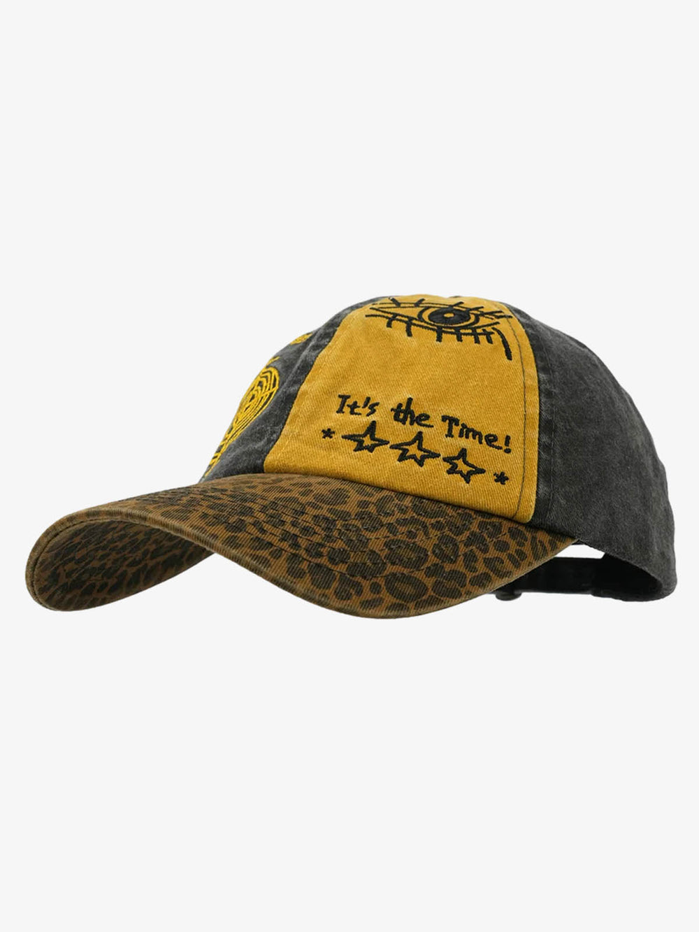 Leopard Color Block Washed Distressed Baseball Cap