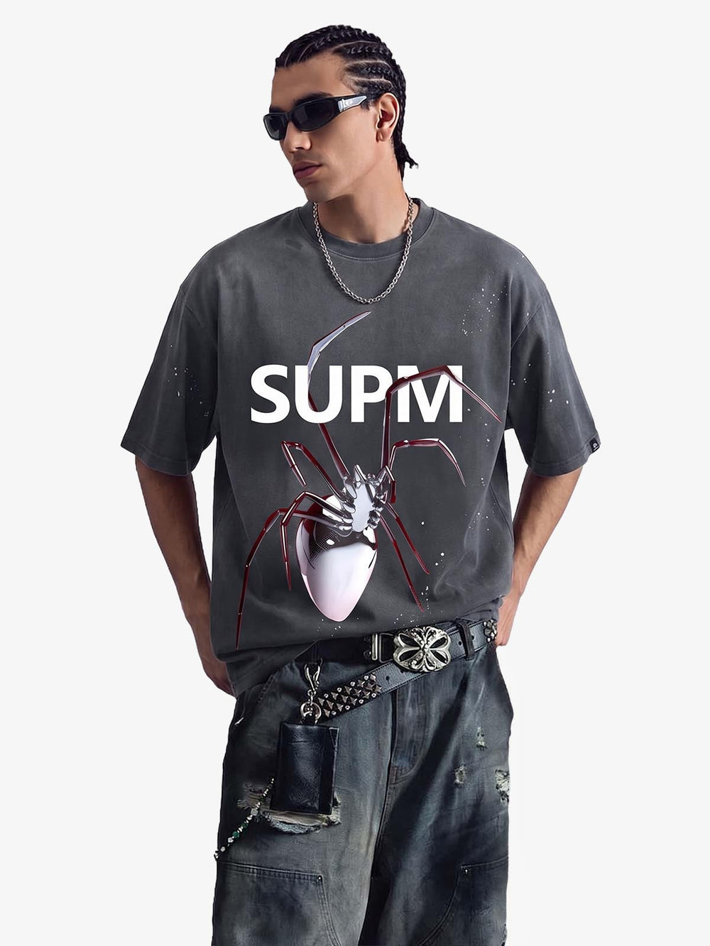 Vintage Spider Graphic Washed T-Shirt 