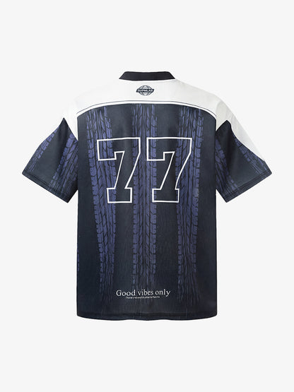 Polyester Sports Jersey with Graphic Print and V-Neck Design 