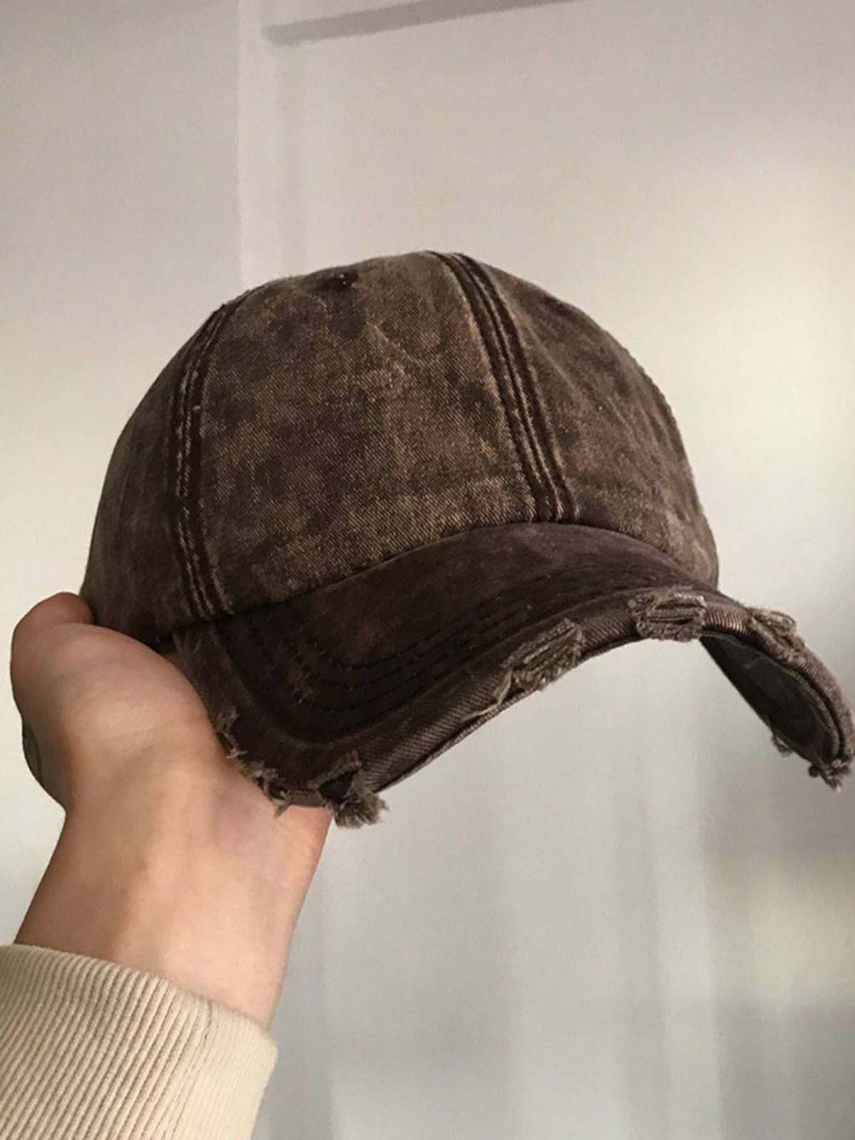 Washed Distressed Frayed Brim Baseball Cap 