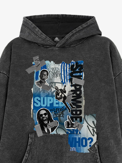 Supermade Graffiti Retro Hip-hop Hooded Sweatshirt 