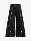 Deconstructed Zipper-Spliced Whiskered Raw-Hem Jeans