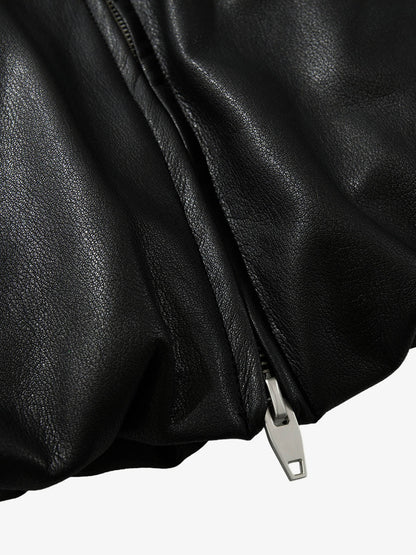 Stylish Black Leather Jacket with Zipper Detail for Modern Fashionistas 