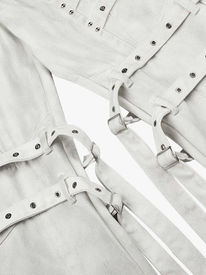 Inkjet Graphic Cutout Ring-Strap Jeans