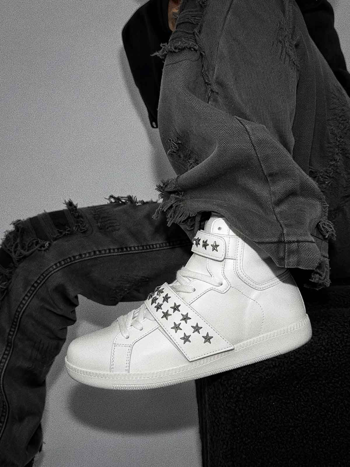 Star Studded Metal High-Top Sneakers