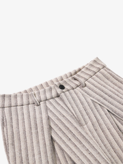 Deep-Pleat Striped Wide-Leg Trousers