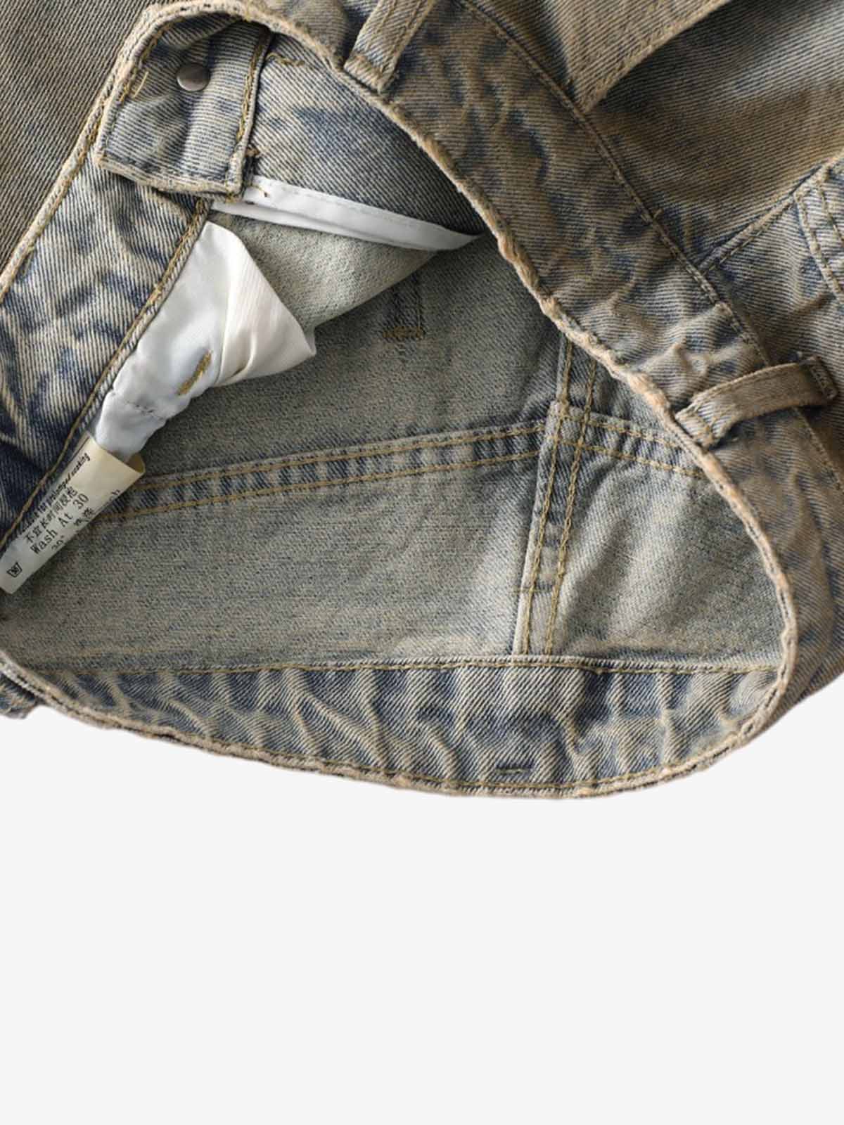 Denim Tie-Dye Wide-Leg Cropped Pants for Women High Waist Loose Fit Summer Casual Fashion 