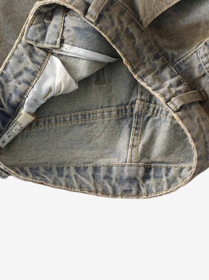 Denim Tie-Dye Wide-Leg Cropped Pants for Women High Waist Loose Fit Summer Casual Fashion 