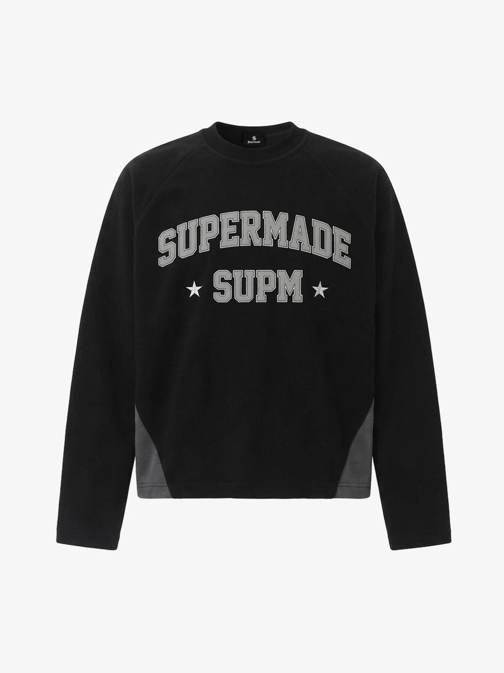 Letter Embroidered Faux Suede Long Sleeve Top