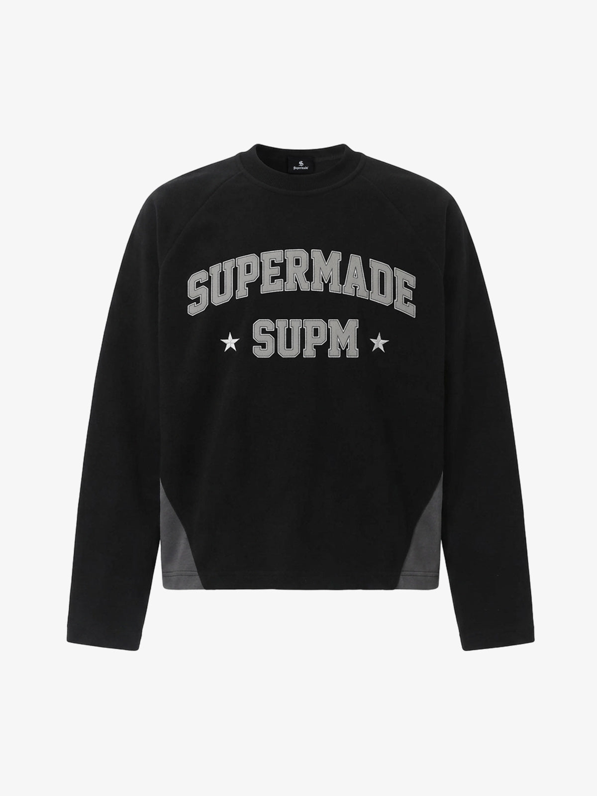 Letter Embroidered Faux Suede Long Sleeve Top