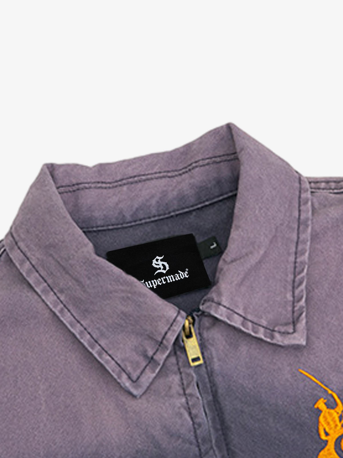 Washed Gradient Embroidered Zip Jacket 