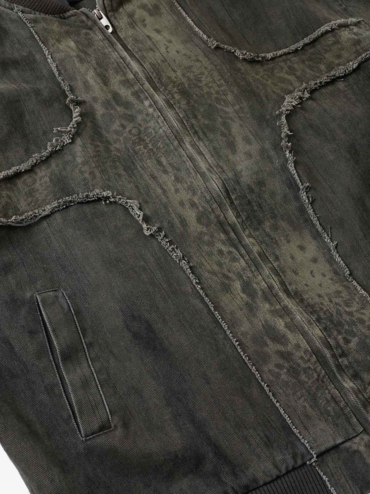Leopard Distressed Bomber Jacket