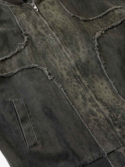 Leopard Distressed Bomber Jacket