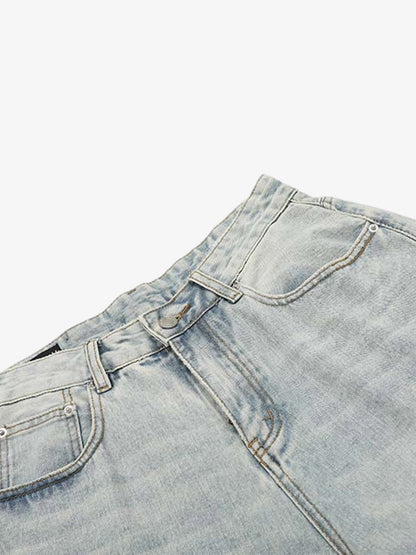 Light Wash Denim Wide Leg Bermuda Shorts for Women High Waist Casual Summer Style 