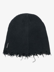 Distressed Denim Patchwork Beanie 