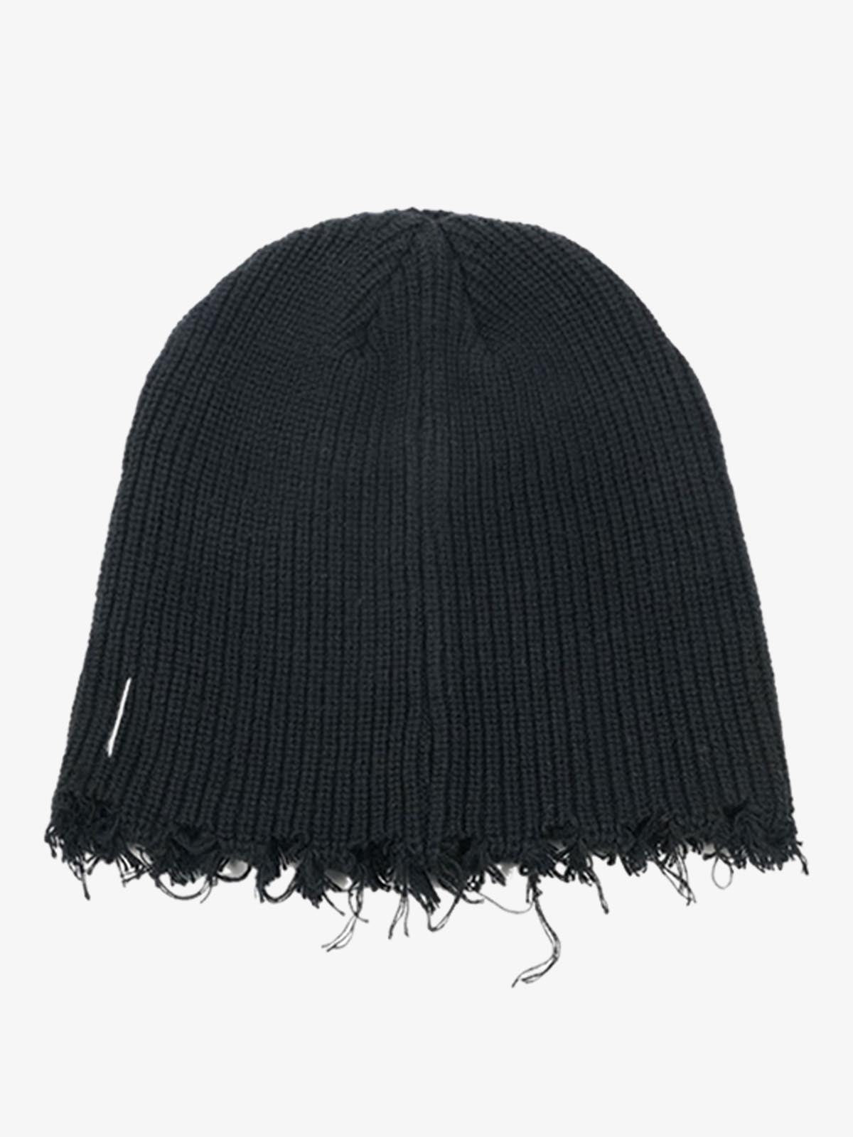 Distressed Denim Patchwork Beanie 