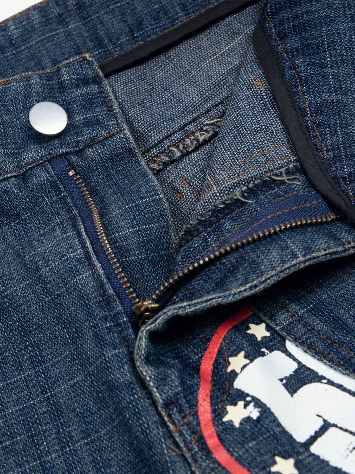 Letter Print Cargo Multi-pocket Jeans 