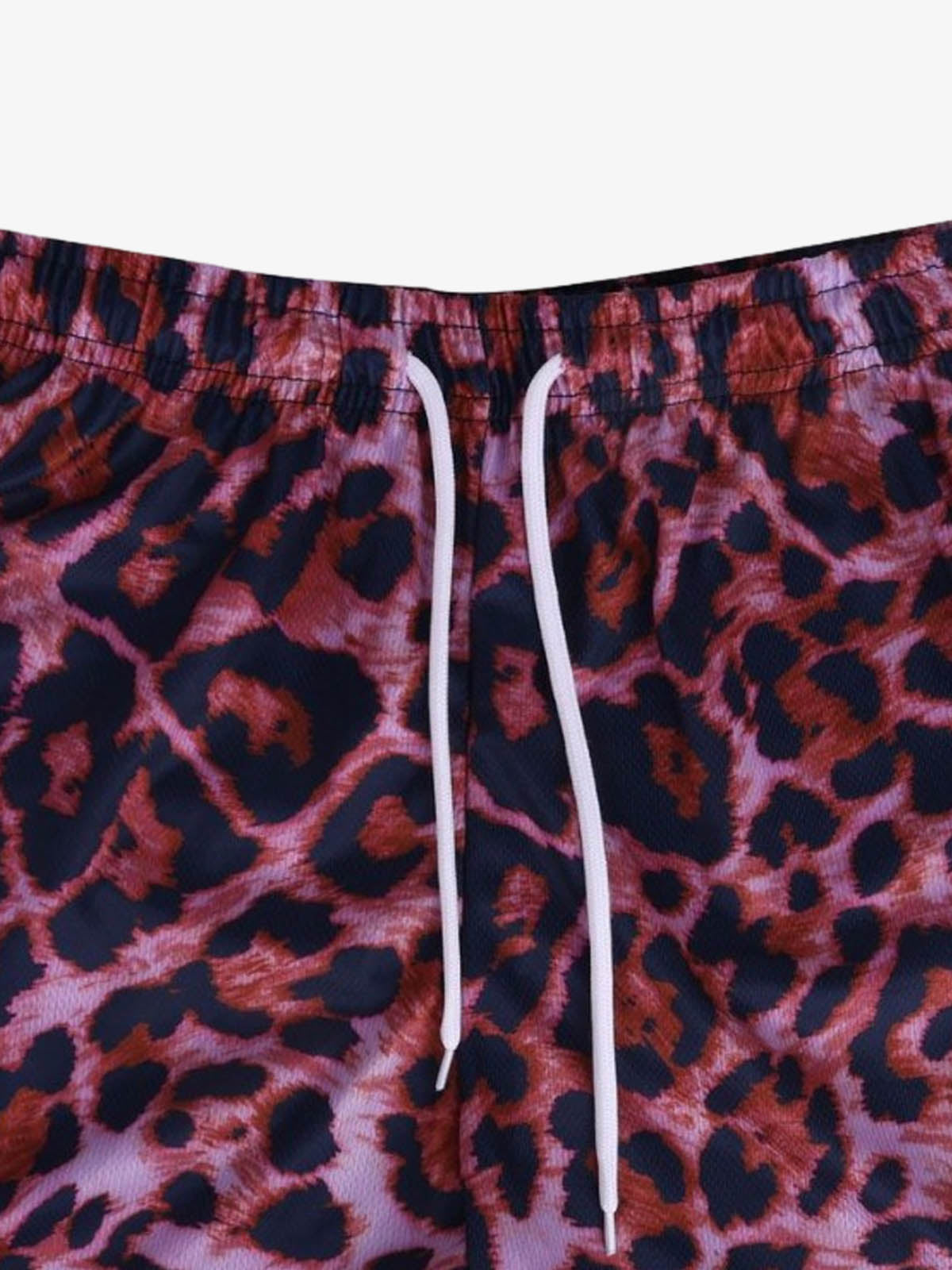 Leopard Print Mesh Shorts 