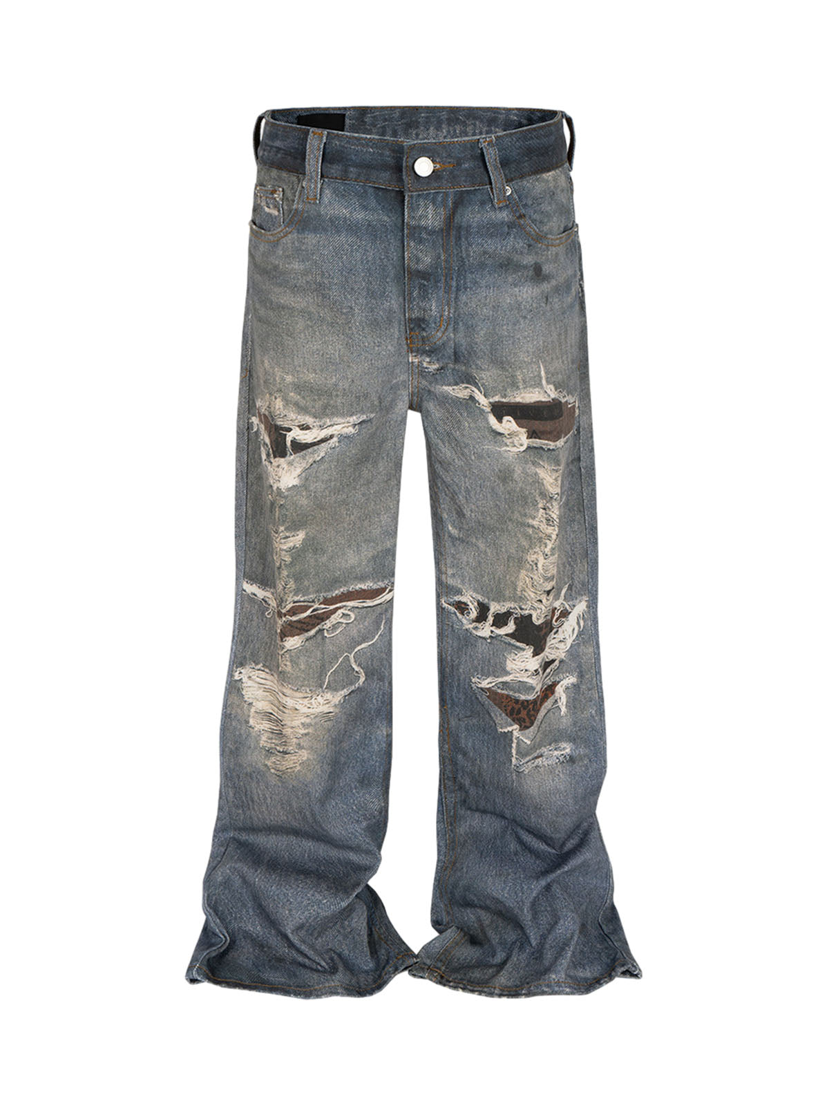 Retro Washed Ripped Flare Jeans