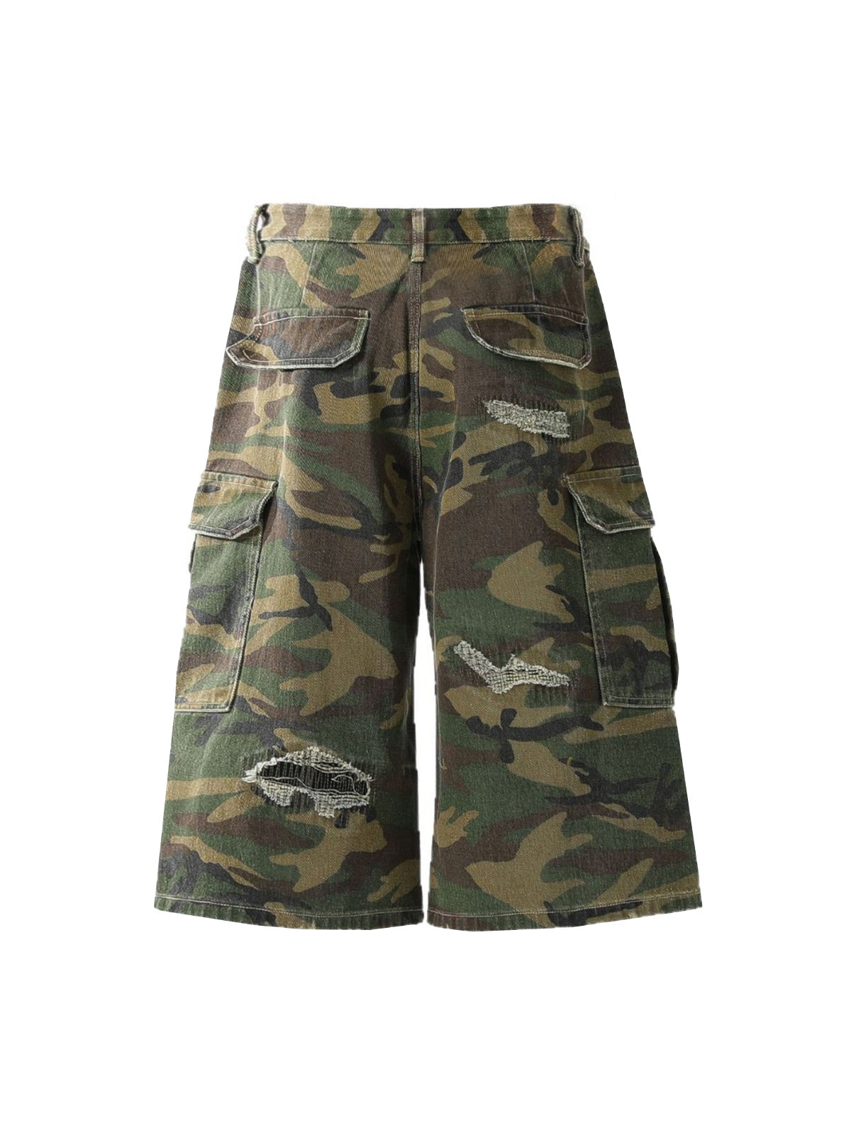 Retro Ripped Camouflage Cropped Jorts