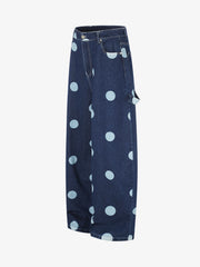 Polka Dot Heart Applique Pocket Baggy Jeans