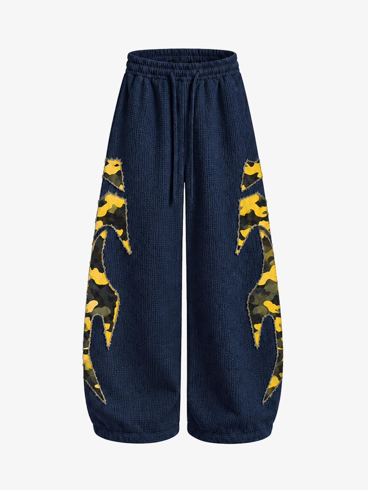 Waffle-Knit Camo Appliqué Embroidered Hoodie & Wide-Leg Sweatpants Set