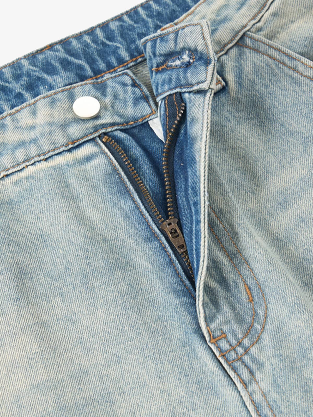 Wide-Leg Denim Trousers with Unique Patchwork Design for Modern Fashionistas 