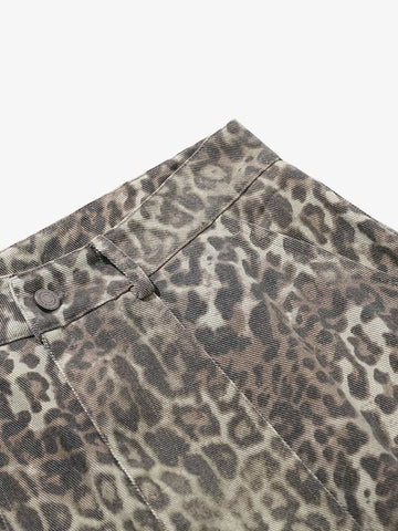 Vintage Leopard Print Cargo Barrel Pants 