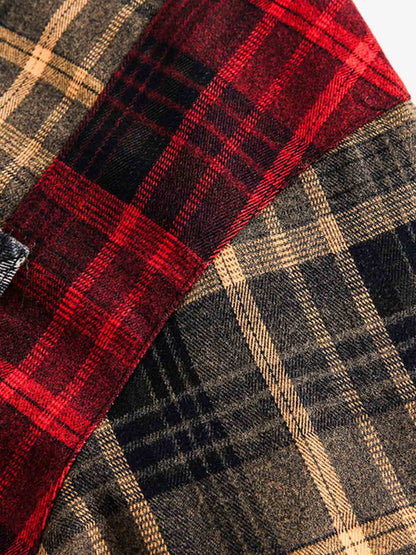 Stylish Patchwork Plaid Shirt for Men - Perfect for Casual and Trendy Looks 