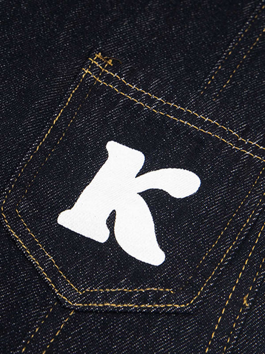 Fun Letter Pocket Barrel Jeans 