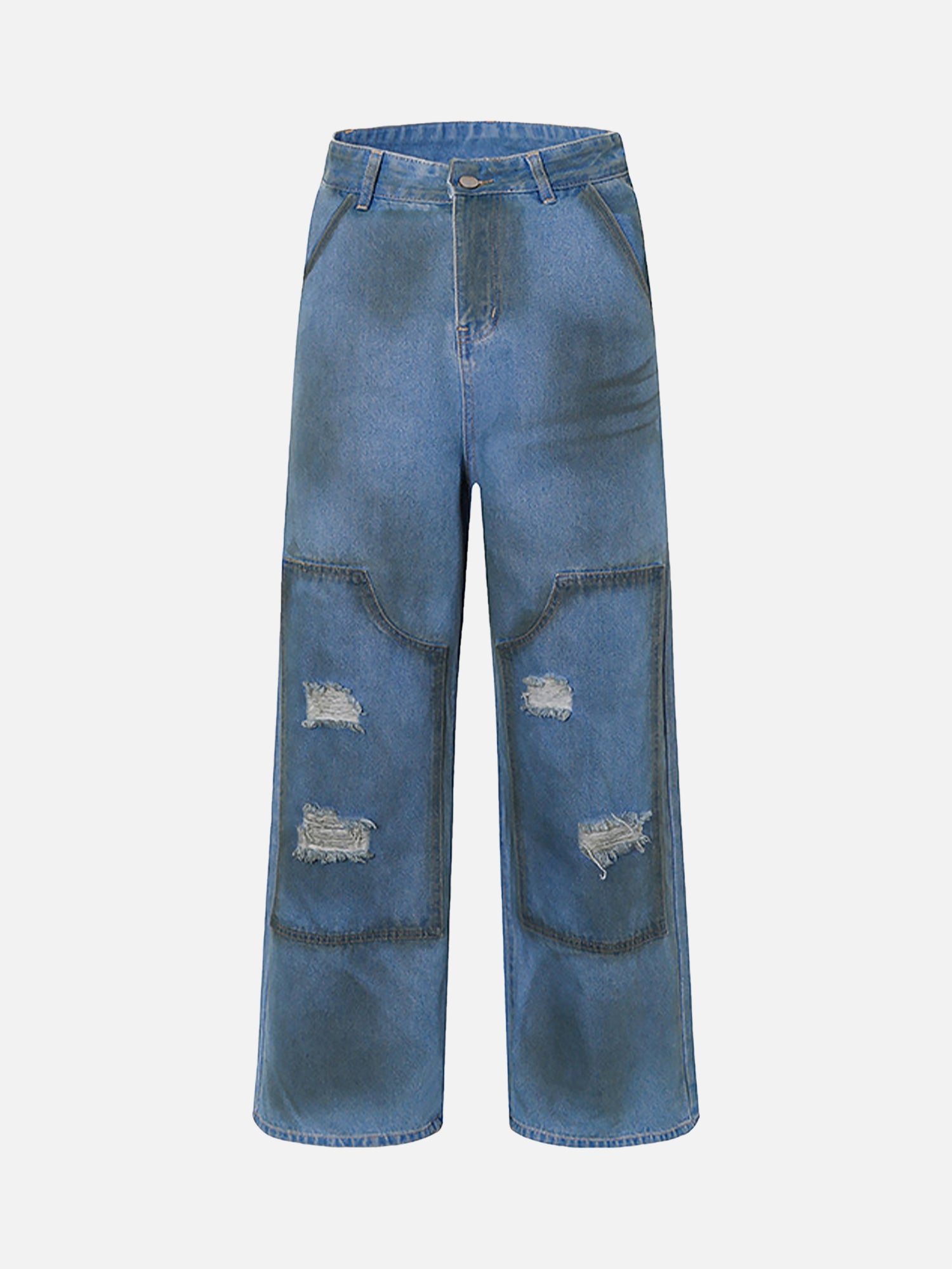 Thesupermade Street Fashion Heavy Industry Washed Distressed Jeans