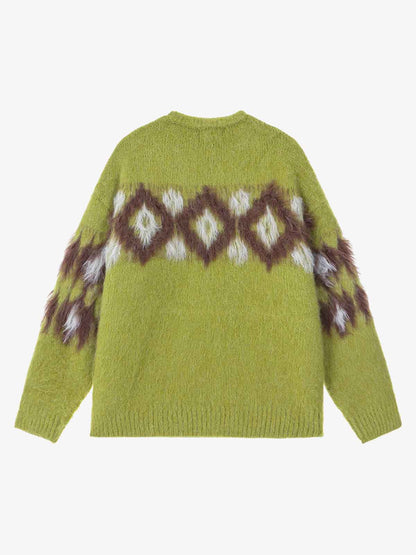 Cozy Knit Sweater with Geometric Pattern for Fall and Winter 