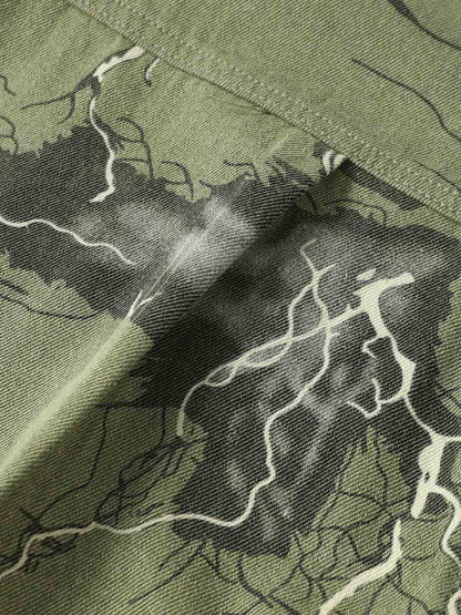 Lightning Storm Print Short Sleeve Shirt 