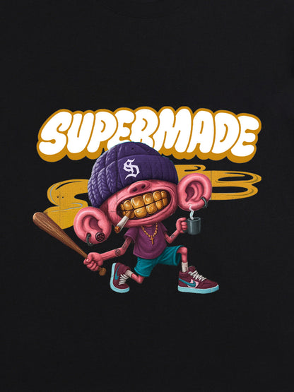 Thesupermade Cartoon Graffiti Baseball Cool Boy T-shirt 