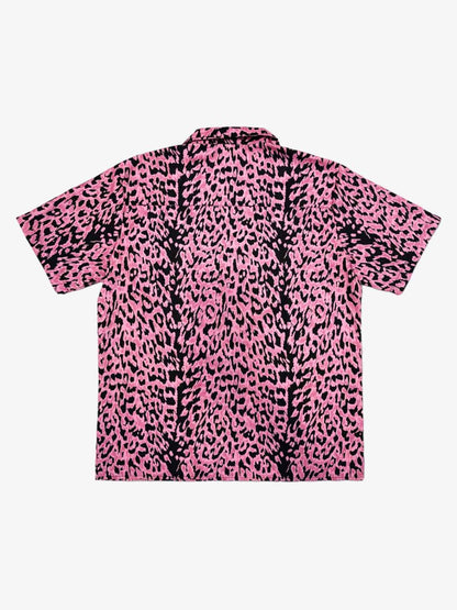 Cyber Punk Leopard Print Camp Collar Boxy Shirt 
