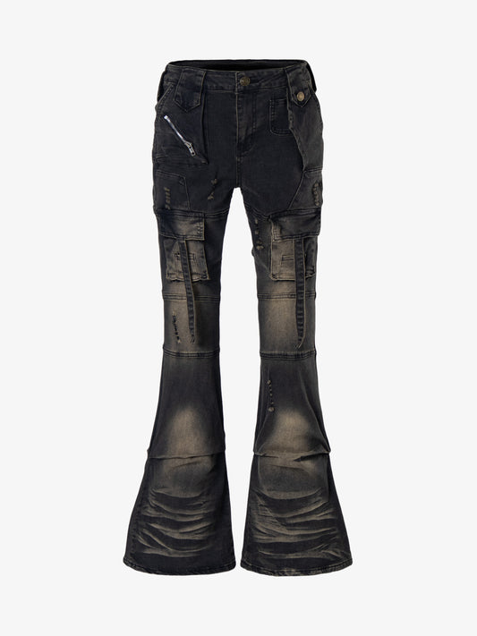 Multi-Pocket Low Rise Bootcut Jeans