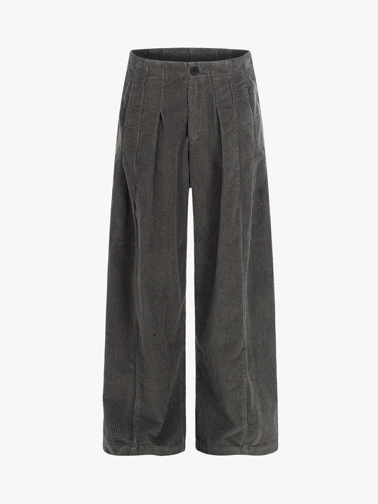 Vintage Corduroy Pleated Wide Leg Pants