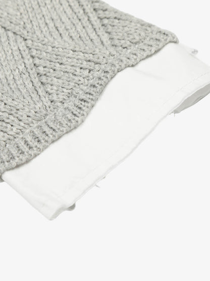 Retro Contrast Collar Embroidery Knit Sweater 