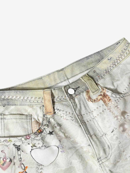 Embellished Wide-Leg Jeans with Unique Artistic Design for Fashion Lovers 