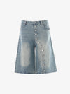 Asymmetric Multi-Button Denim Jorts