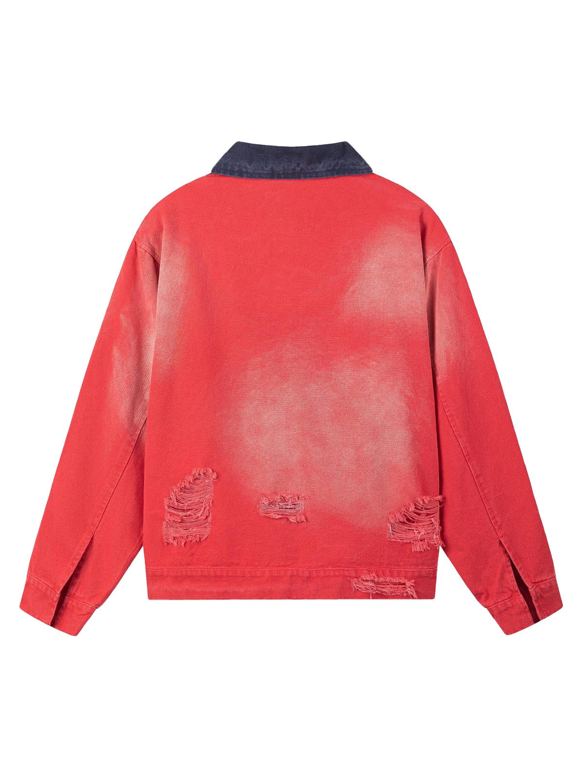 Retro Ripped Washed Contrast Color Work Jacket 