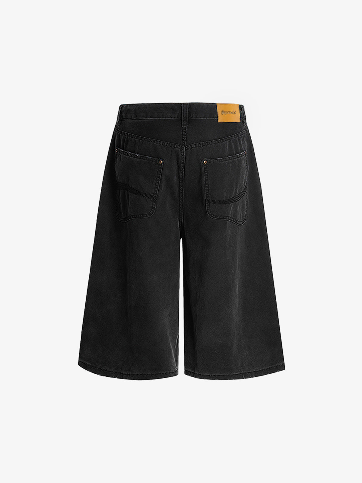 Vintage Washed Distressed Semi-elastic Solid Color Denim Shorts 