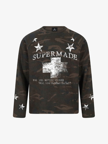 Cross Star Camo Waffle Raglan Long Sleeve Tee