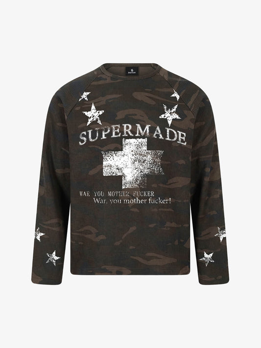 Cross Star Camo Waffle Raglan Long Sleeve Tee