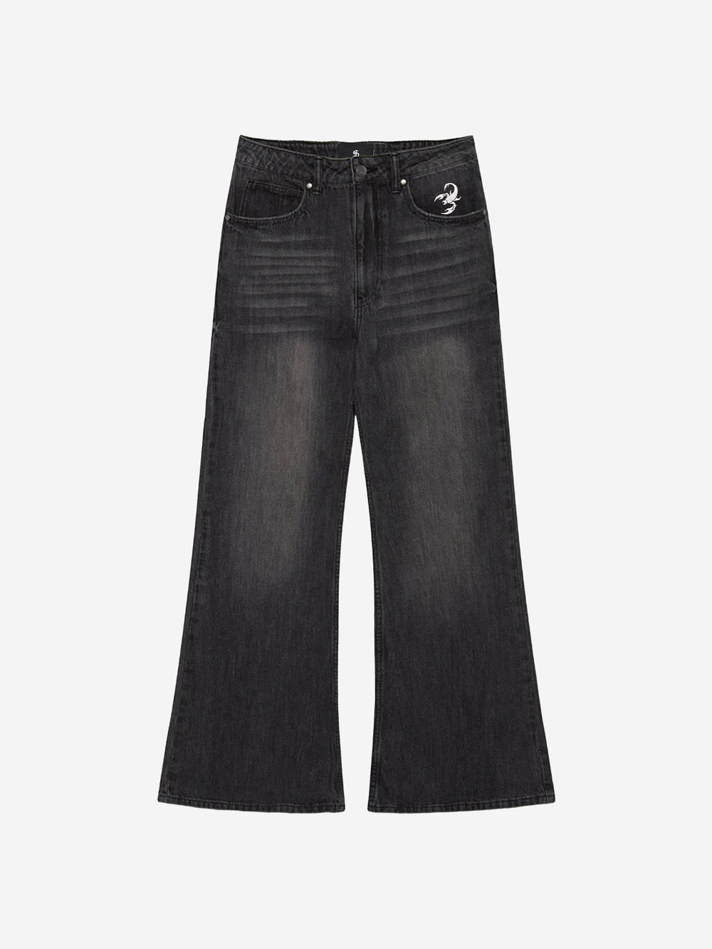 Scorpion Embroidered Appliqué Micro-Flare Jeans